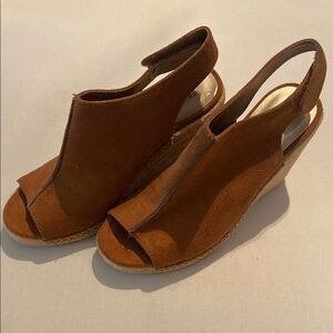 Women's Brown Suede Wedge Sandals Brash size 6